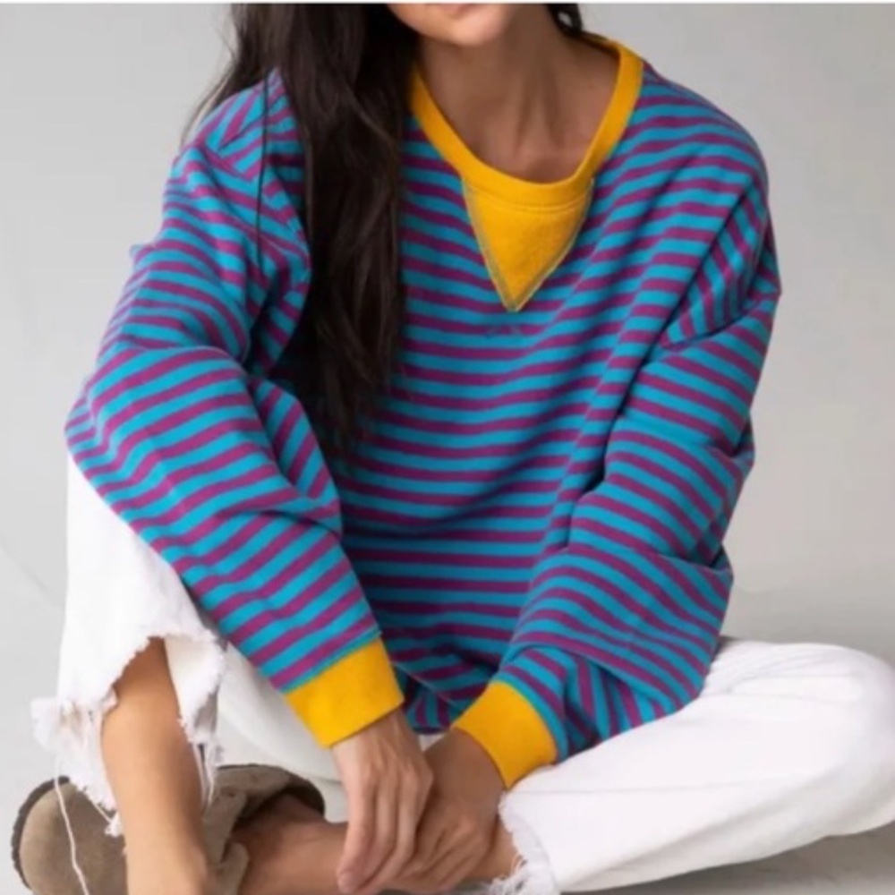 Cutest Oversize Striped Sweatshirt!